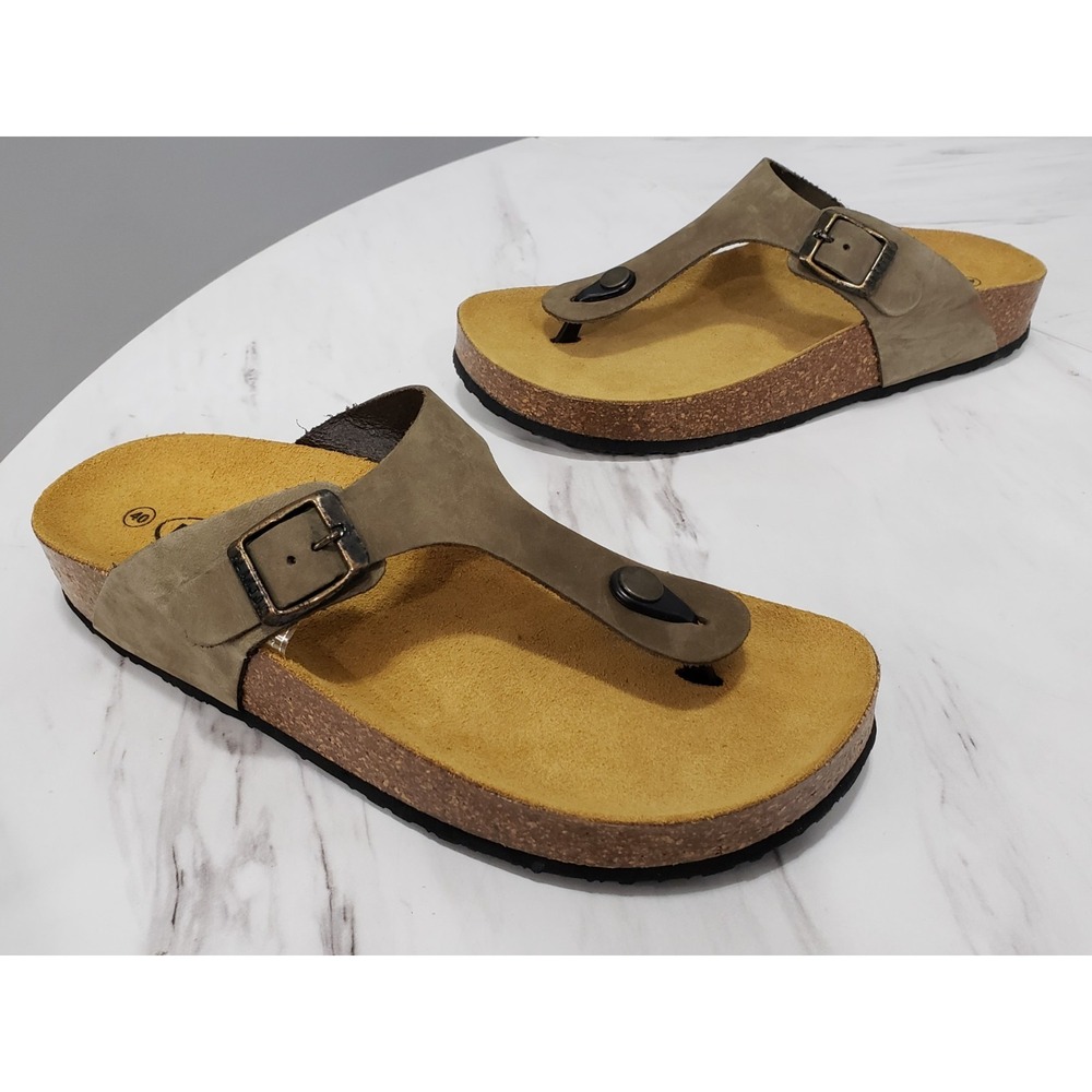 NEW NO BOX Plakton Jazlyn Sandals Size EURO 40 / US 9 Leather Taupe